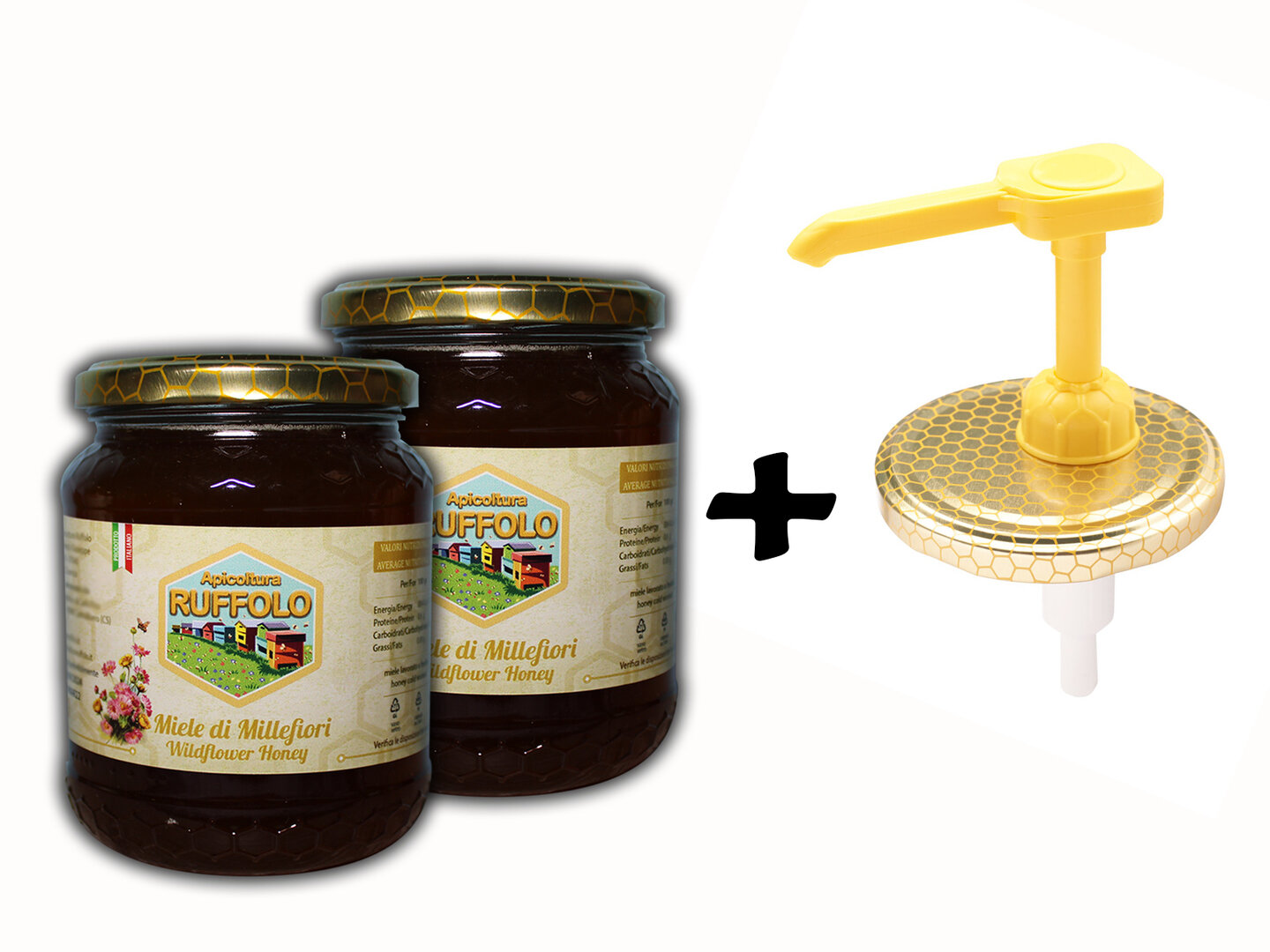 Kit 02 Dispenser - Dosamiele con 2 vasi Millefiori 500g Ruffolo