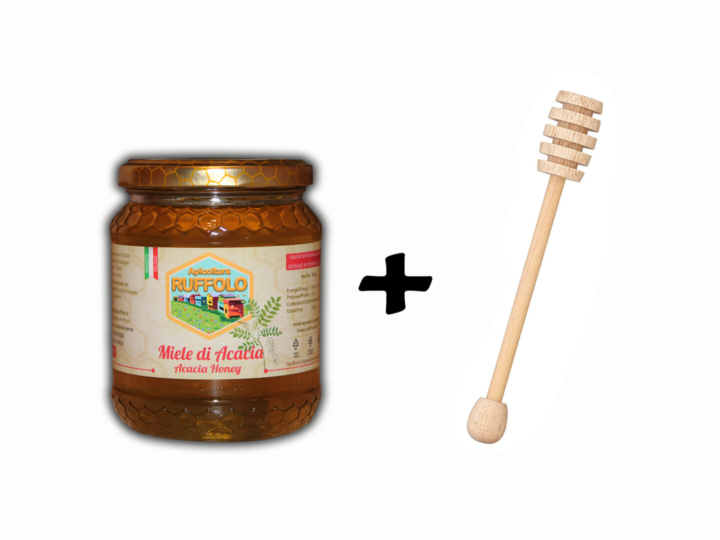 Kit 03 Spargi Miele legno con 1 vaso Acacia 500g Ruffolo